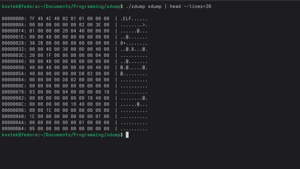 xdump: Hexdump utility tool